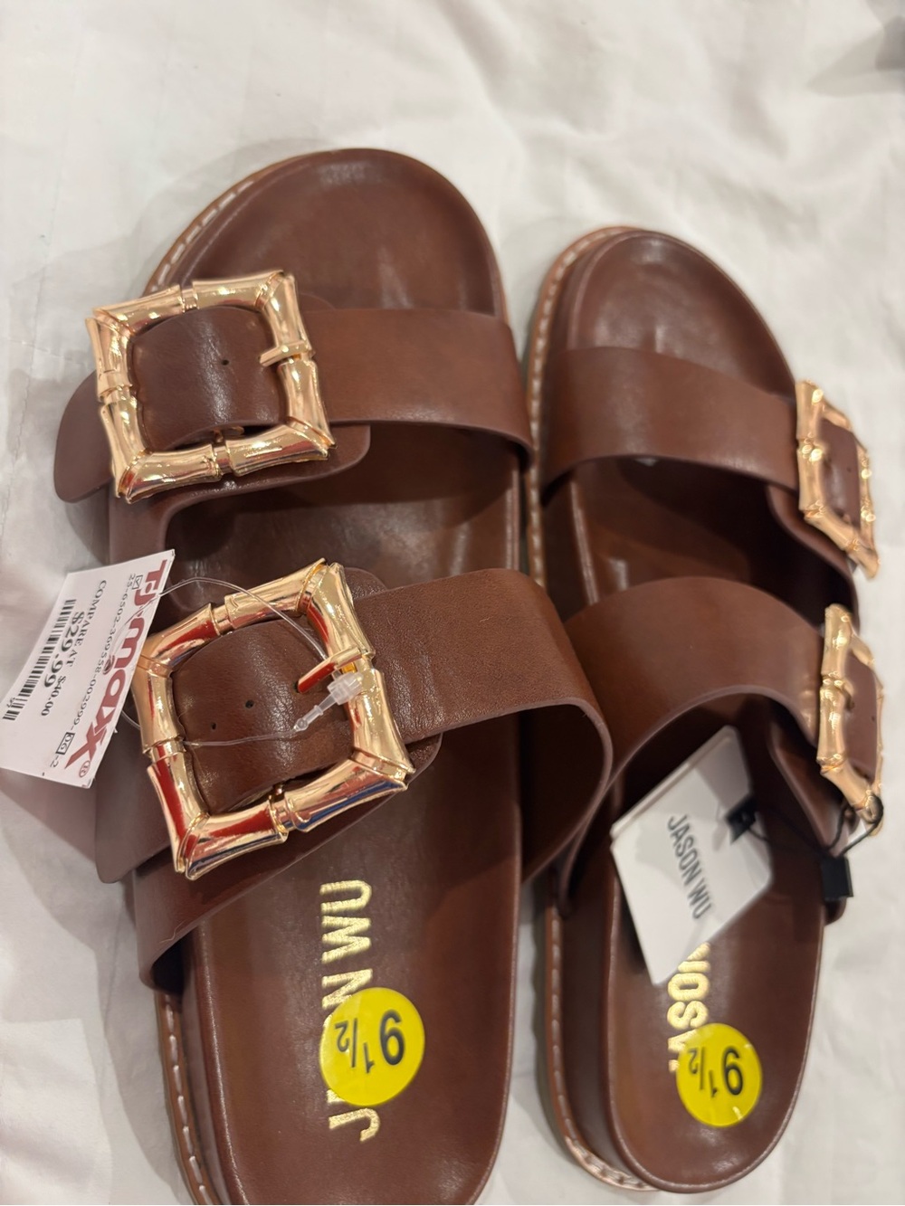 Jason Wu Brown Leather Double-Buckle Slide
Sandals with Gold Buckles NWT